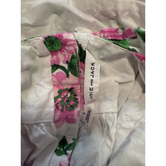 Janie and Jack Girls Floral Grid Ruffle Dress Size 3 Pink White Green - Picture 4 of 4